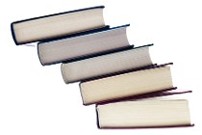 Image of pile of books leaning slightly to one side.